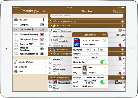 Packing Pro on iPad