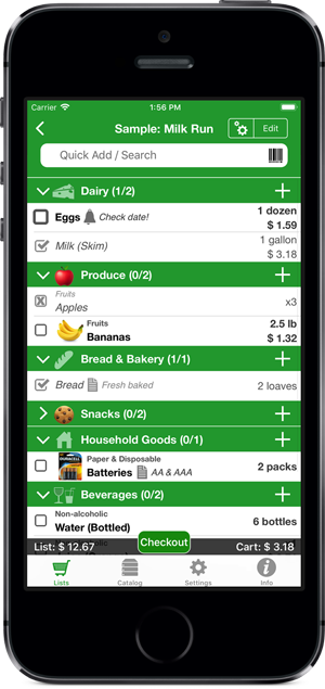 Shopping Pro grocery list app on iPhone